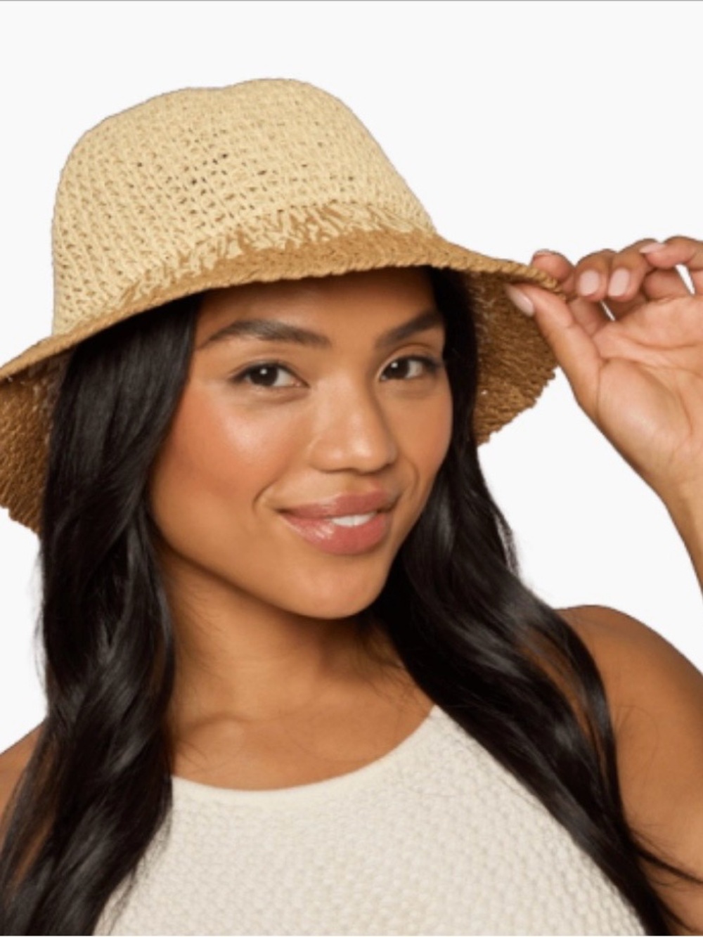 EUGENIA KIM Straw Two-Tone Crochet Bucket Hat - Picture 2 of 16